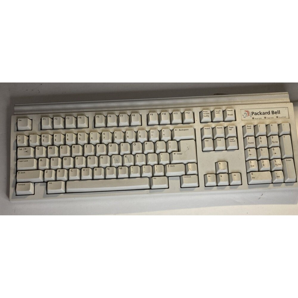 Packard Bell English Vintage Keyboard Model 5139 – Tested & Working w/ Adapter